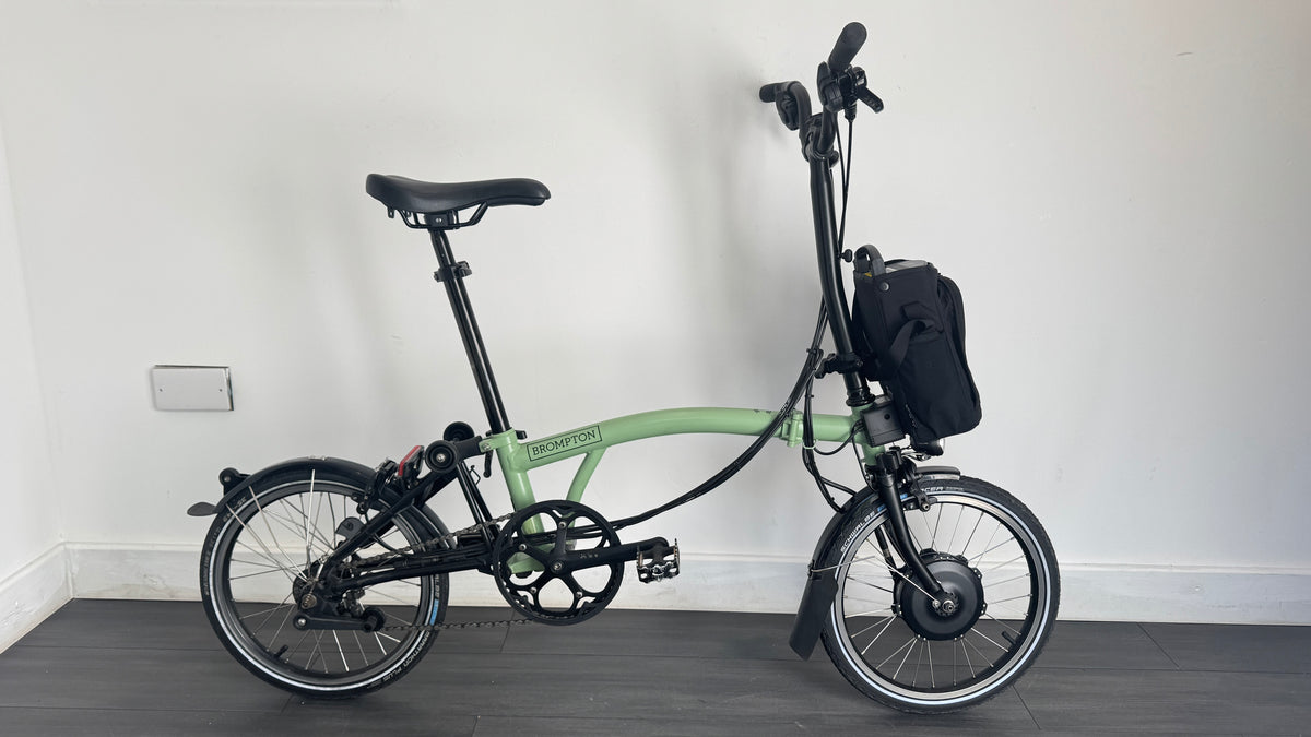 Brompton M6L C-Line Electric Folding Bike - Turkish Green / Black Ebike Telescopic post