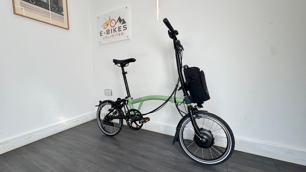 Brompton M6L C-Line Electric Folding Bike - Turkish Green / Black Ebike Telescopic post