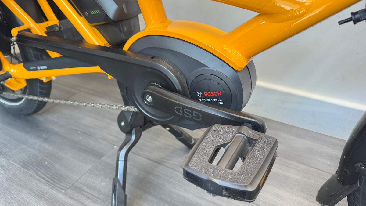 Tern GSD S00 Electric Cargo Bike 500Wh Enviolo drive – Yellow ONLY 8 Miles use Extras Included