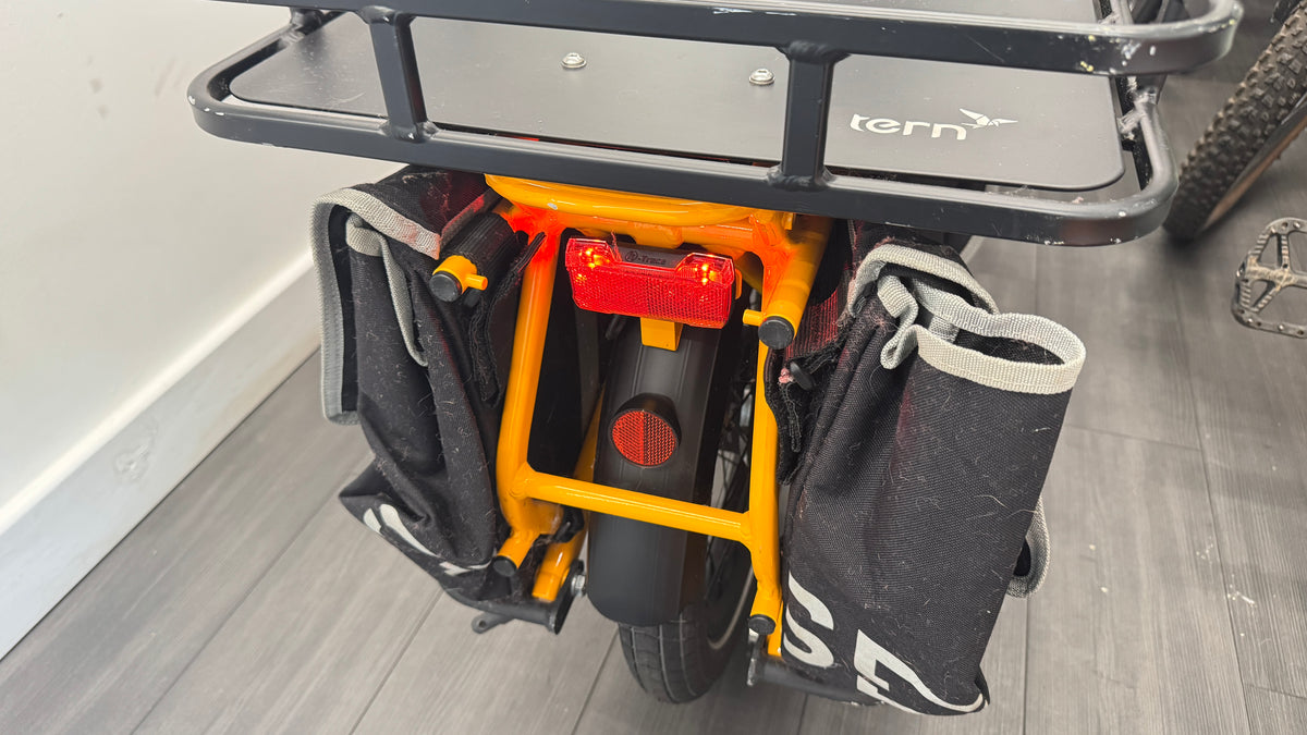 Tern GSD S00 Electric Cargo Bike 500Wh Enviolo drive – Yellow ONLY 8 Miles use Extras Included
