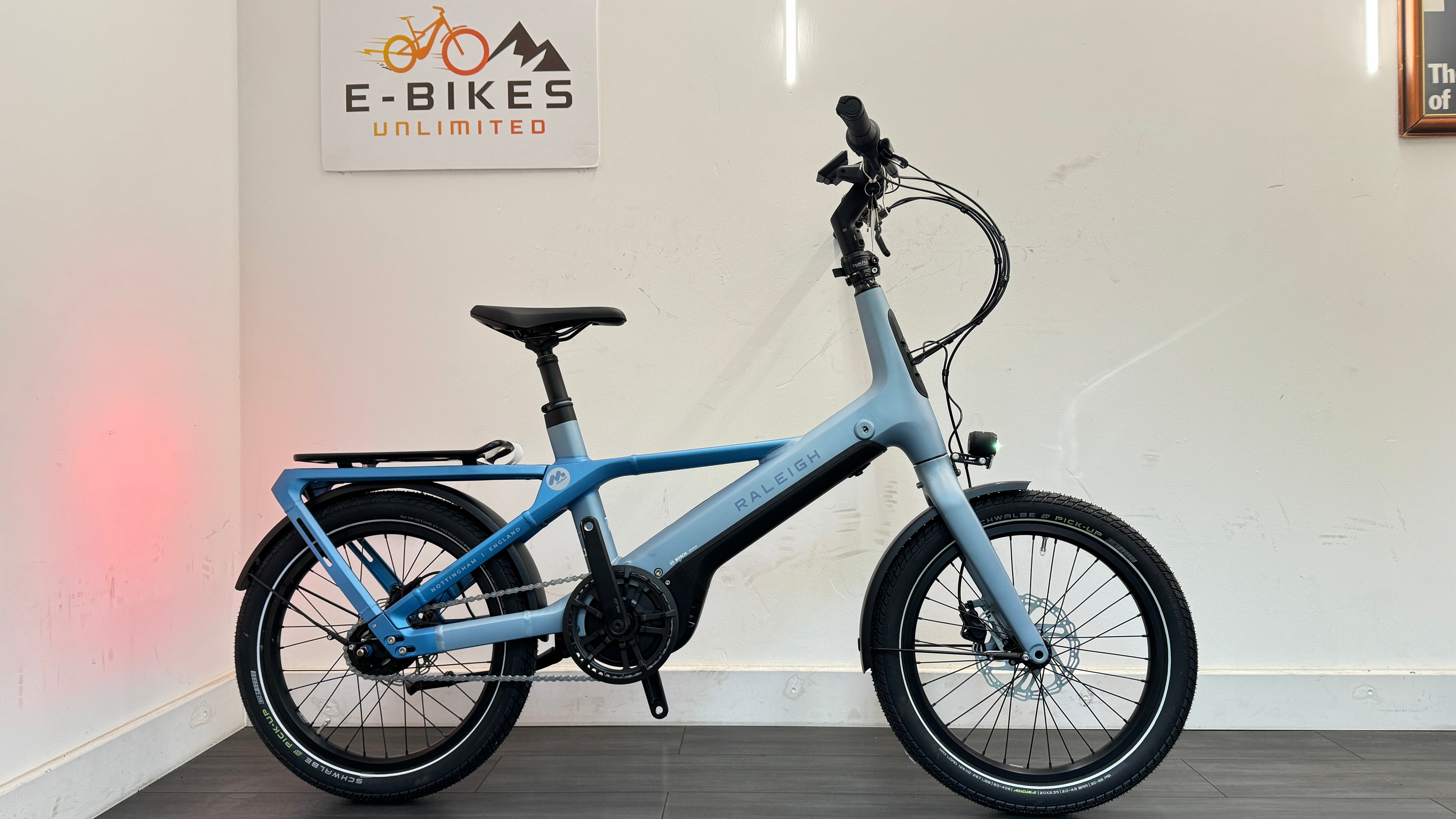 Raleigh Modum Compact Bike 20in Wheel Blue 500Wh Shimano Nexus Bosch Perform Brand New