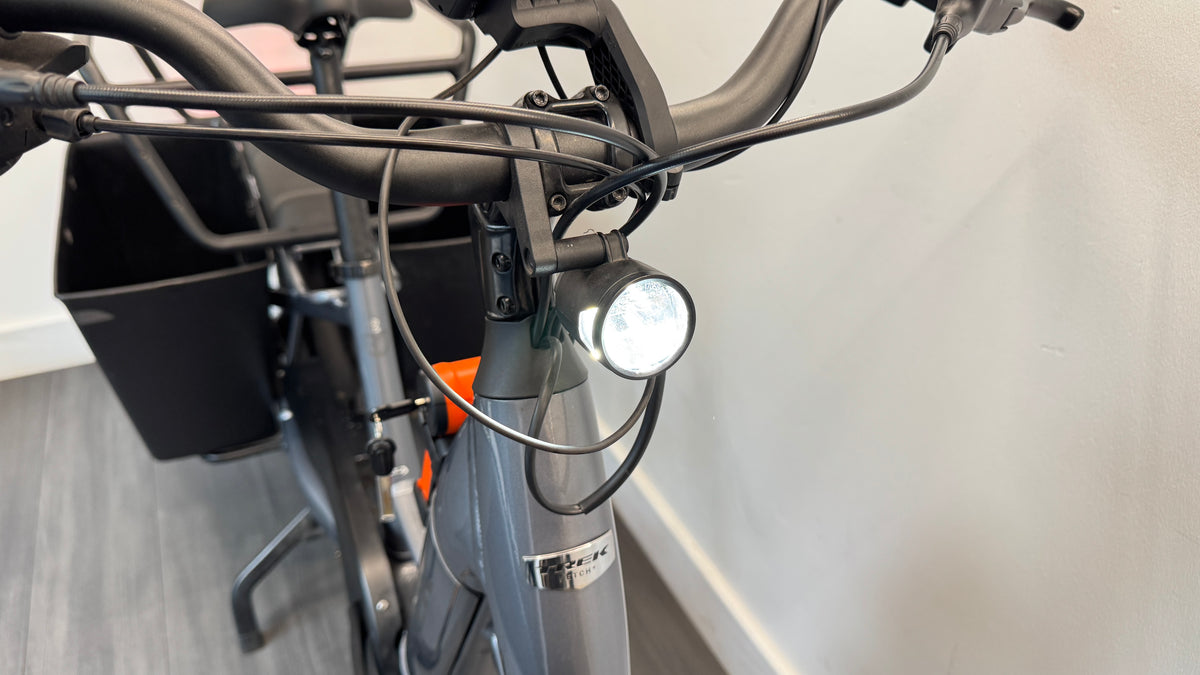 Trek Fetch+ 2 Galactic Grey 41 Bosch Cargo Electric Bike Cargo Bike With Baskets and Pannier Kit Rack Fetch+ 2