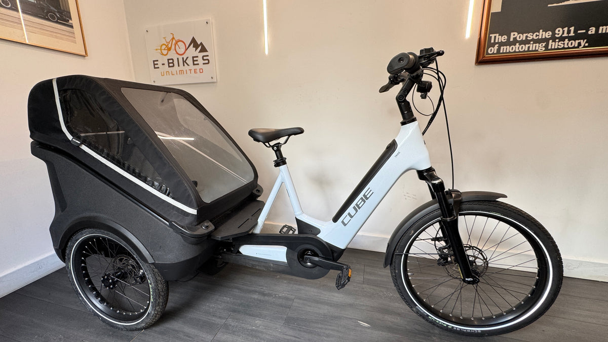 Cube Trike Family Hybrid 750Wh Enviolo Electric Cargo Bike In White Reflex RRP £4499