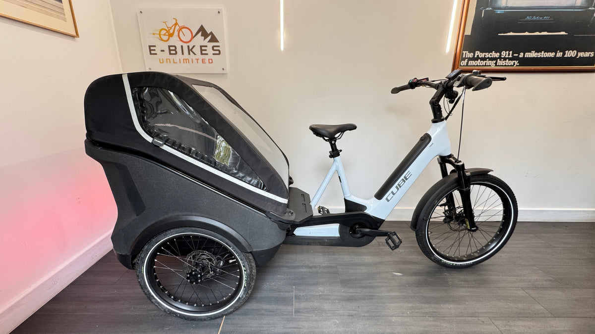 Cube Trike Family Hybrid 750Wh Enviolo Electric Cargo Bike In White Reflex RRP £4499