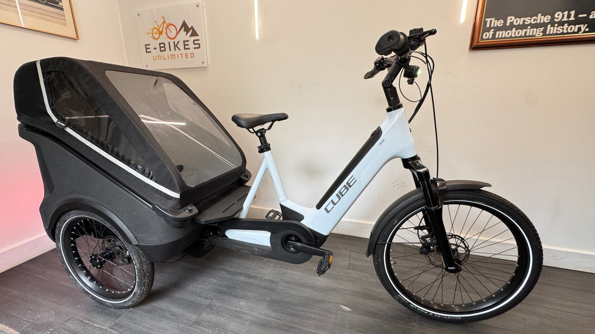 Cube Trike Family Hybrid 750Wh Enviolo Electric Cargo Bike In White Reflex RRP £4499