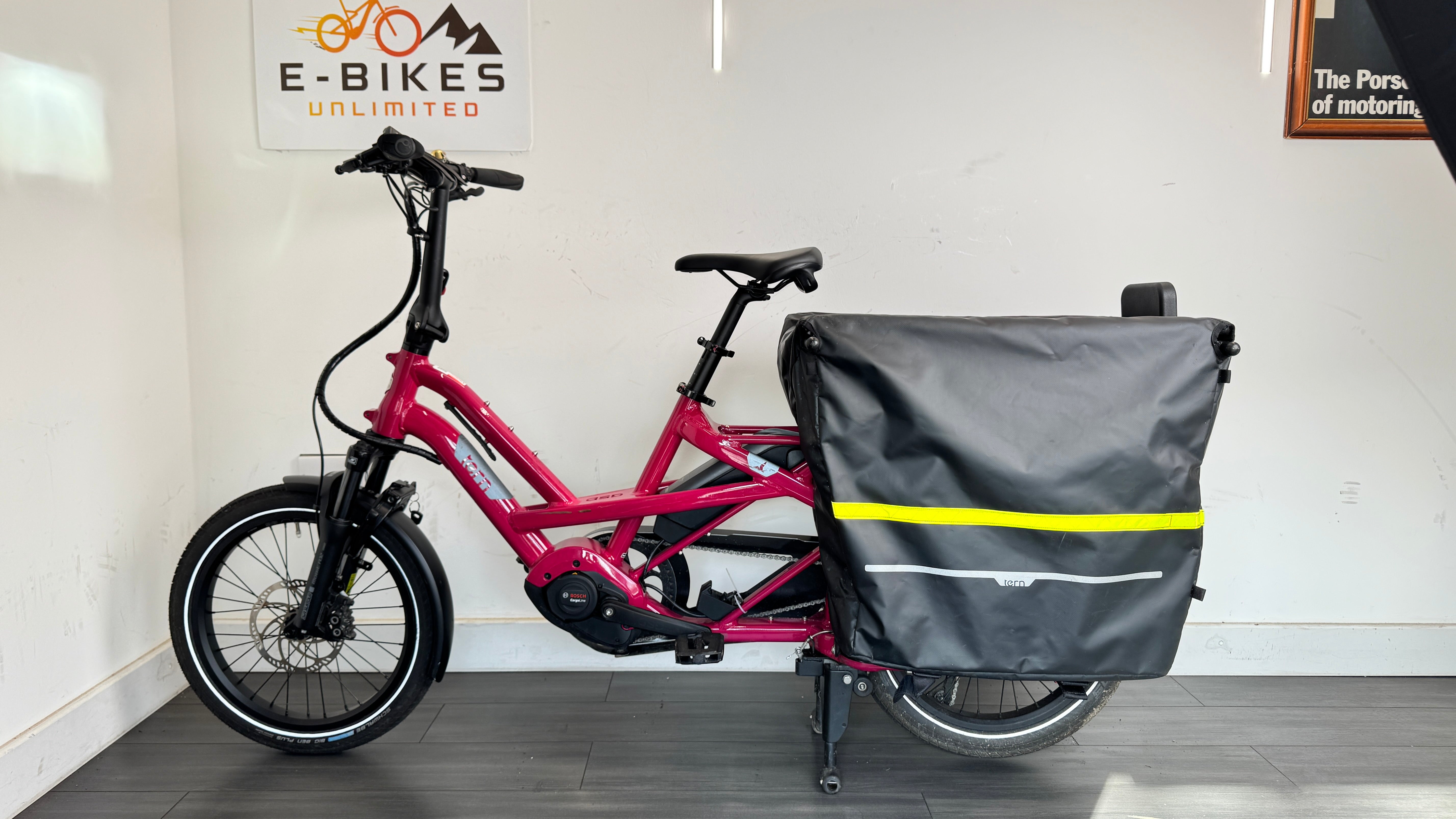 Tern GSD S10 Gen 2 LR Cargo Electric Bike Dragonfruit Clubhouse Storm box Steps 230 miles