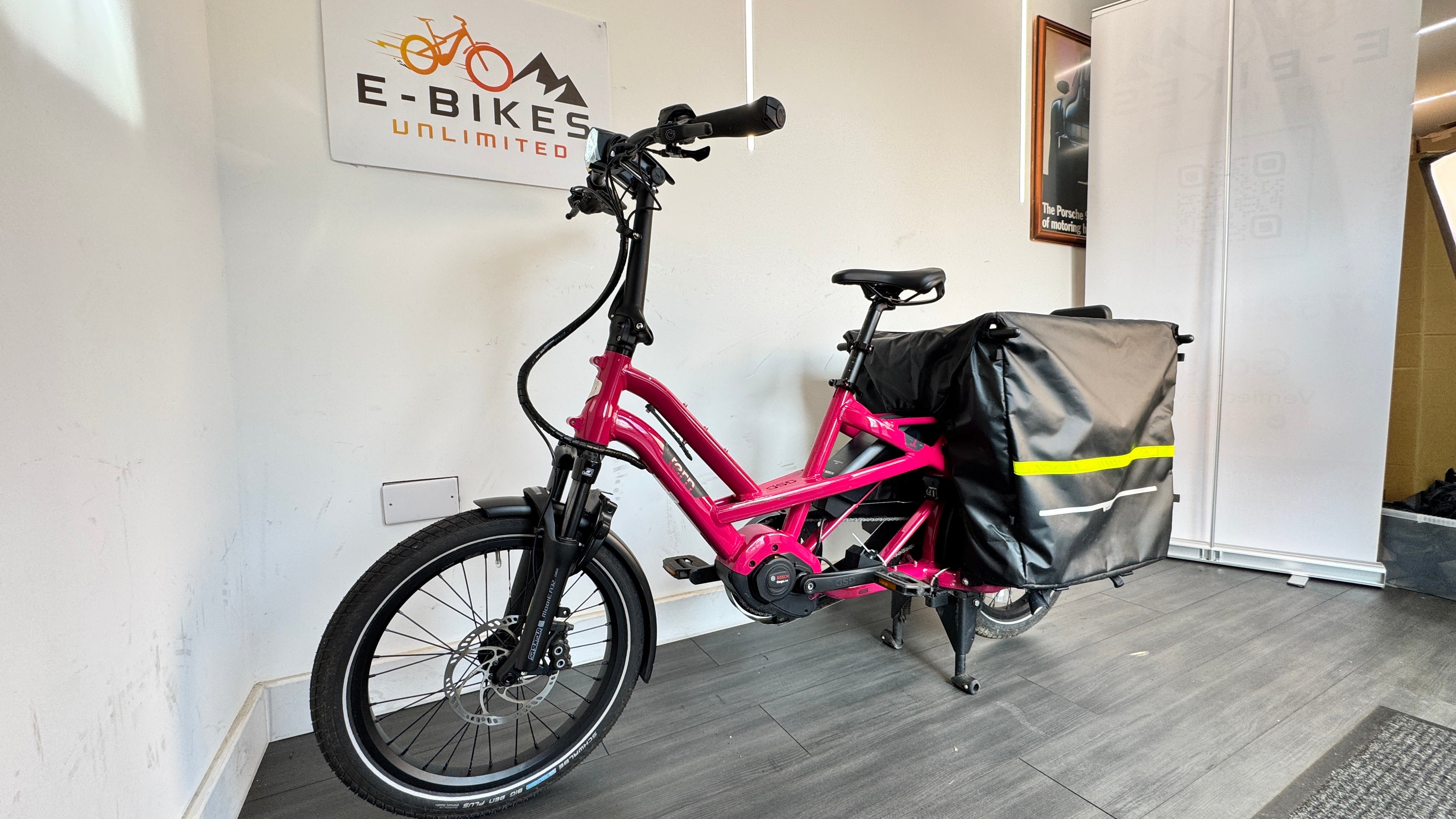 Tern GSD S10 Gen 2 LR Cargo Electric Bike Dragonfruit Clubhouse Storm box Steps 230 miles