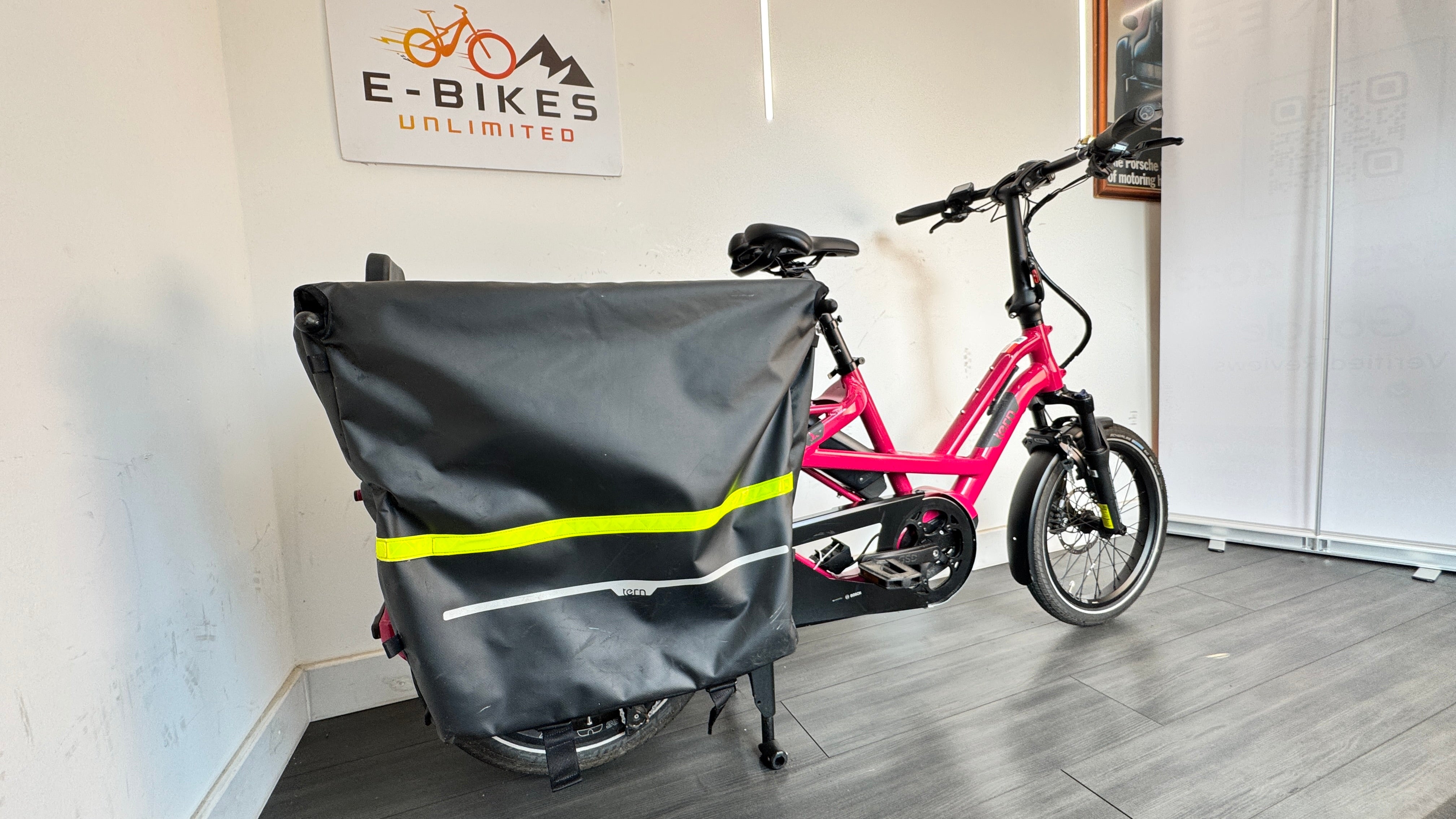 Tern GSD S10 Gen 2 LR Cargo Electric Bike Dragonfruit Clubhouse Storm box Steps 230 miles