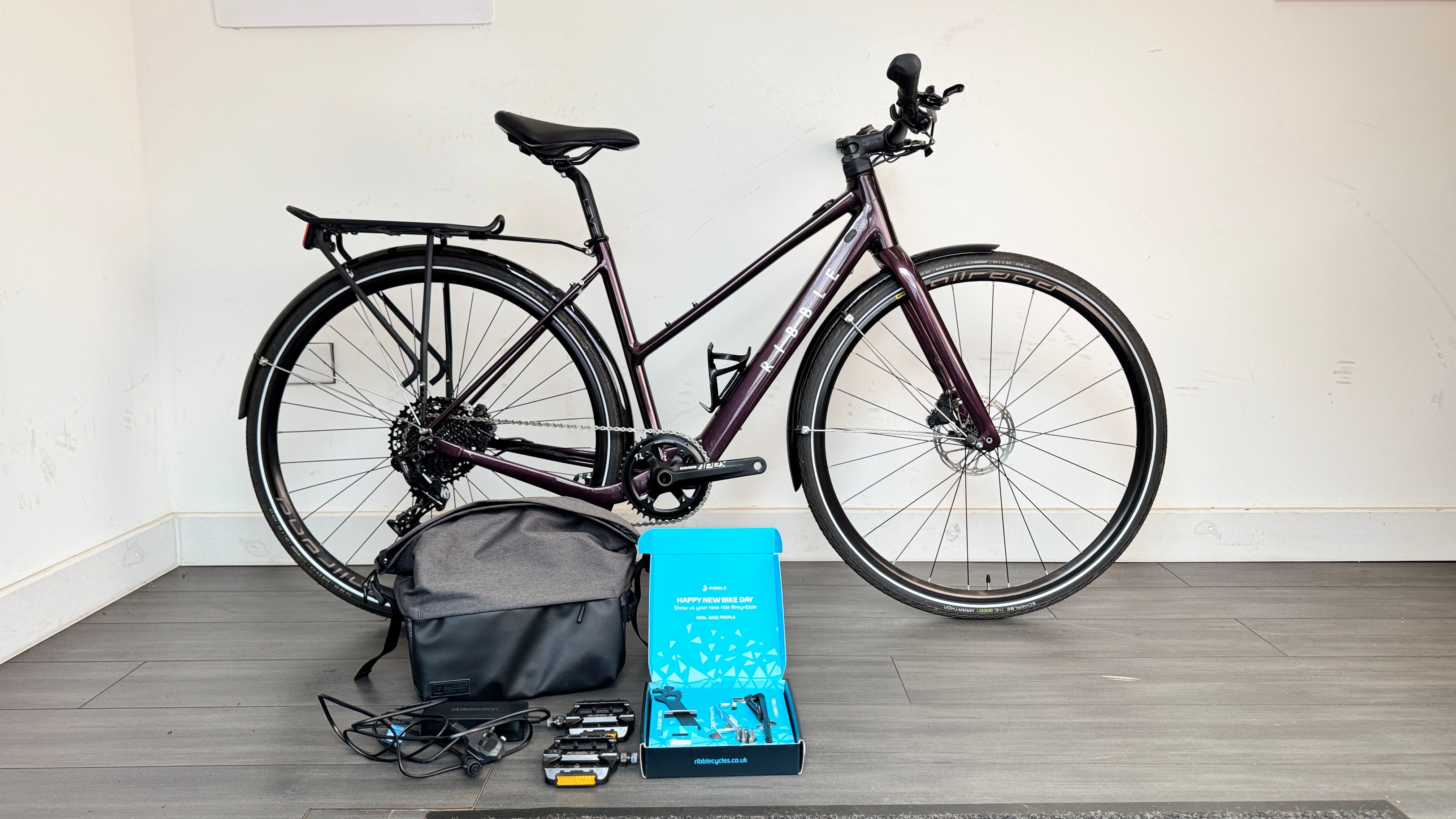 Ribble Hybrid AL e Step Through SMALL lightweight Electric Bike 63 miles with Pannier Bag