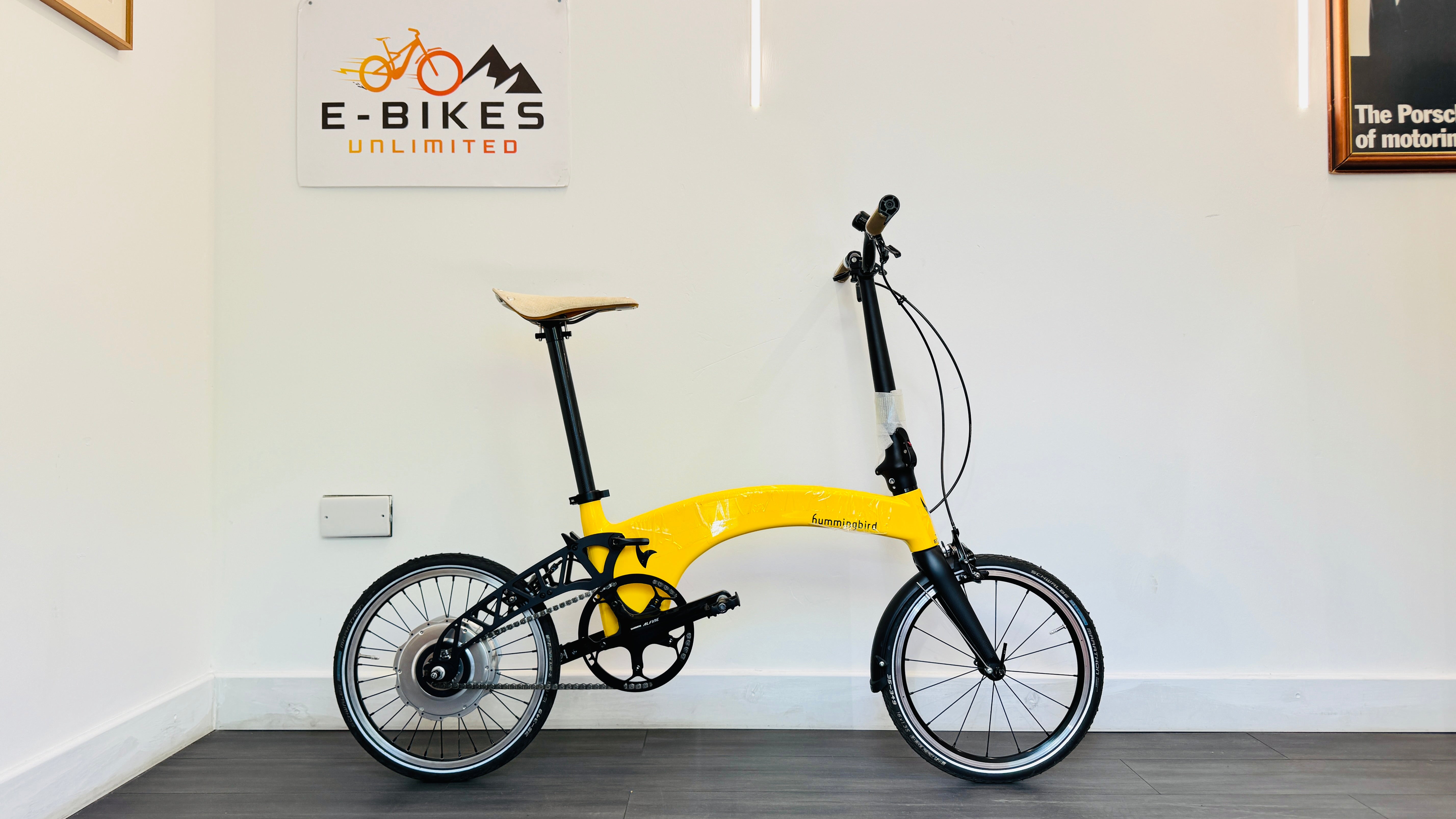 Hummingbird Electric Folding Bike Brooks Saddle Prodrive Carbon Fibre Yellow Bike RRP £4495