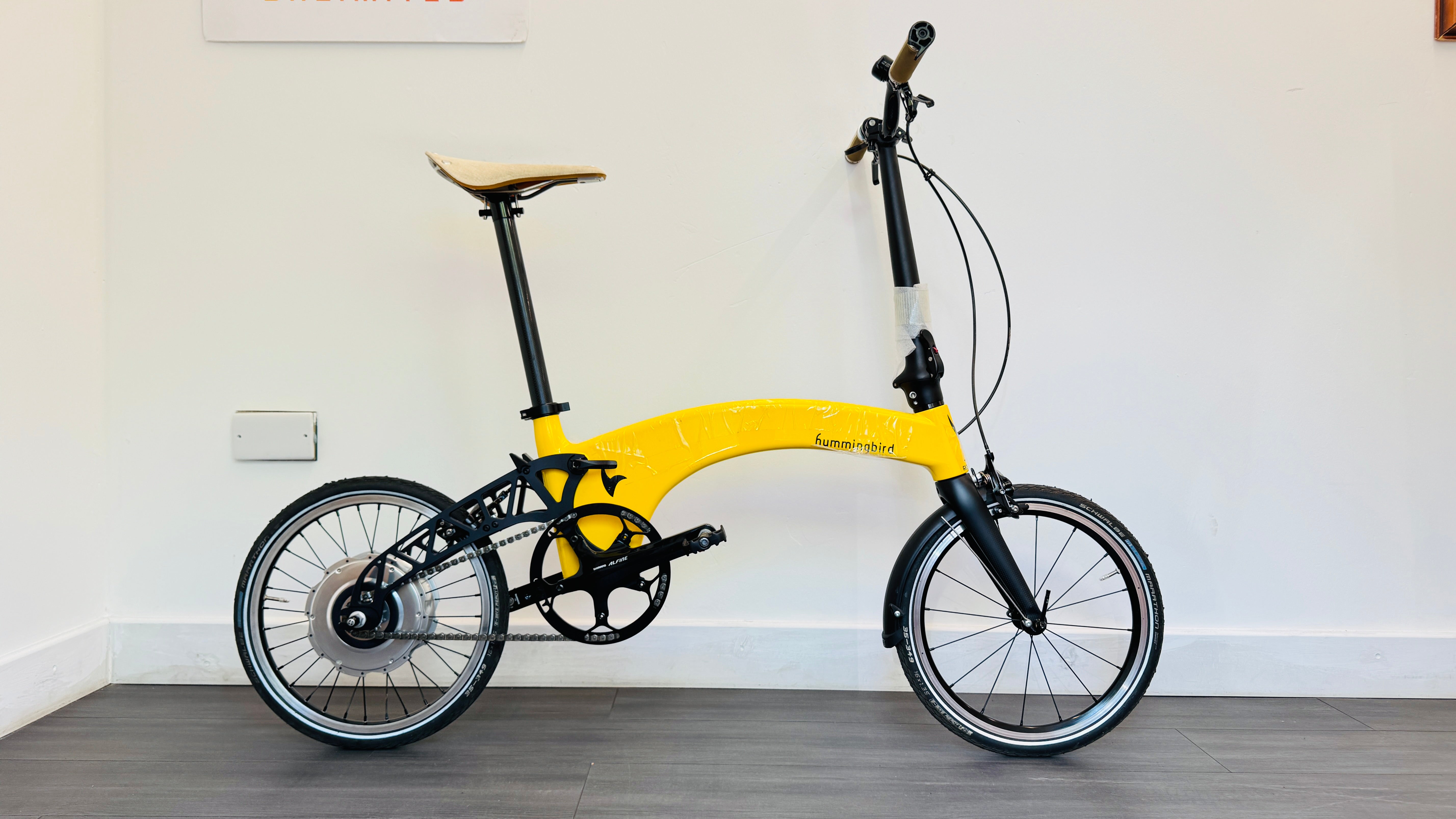 Hummingbird Electric Folding Bike Brooks Saddle Prodrive Carbon Fibre Yellow Bike RRP £4495