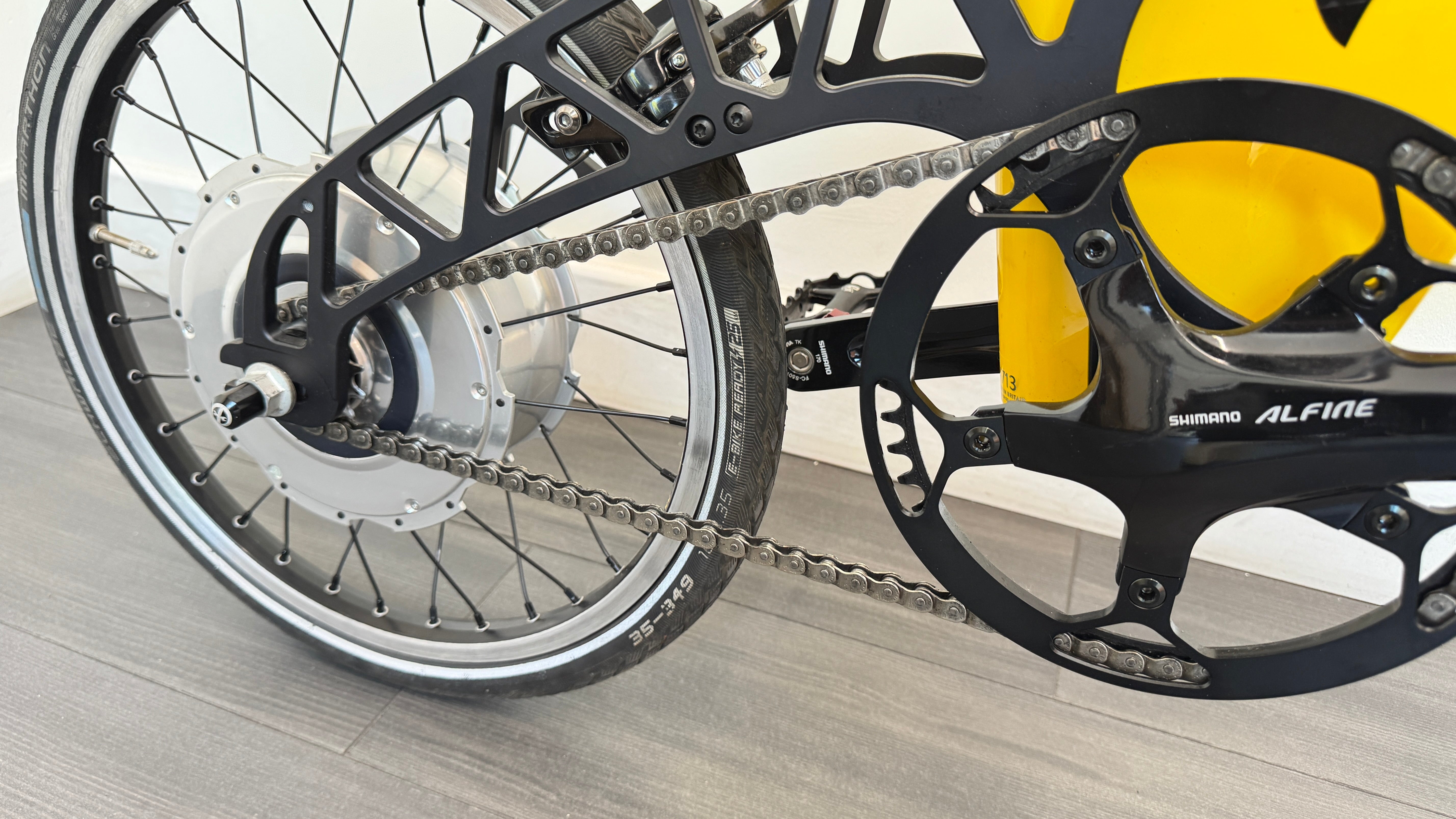 Hummingbird Electric Folding Bike Brooks Saddle Prodrive Carbon Fibre Yellow Bike RRP £4495
