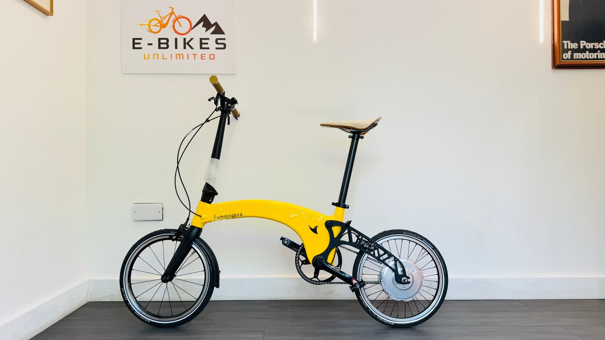 Hummingbird Electric Folding Bike Brooks Saddle Prodrive Carbon Fibre Yellow Bike RRP £4495